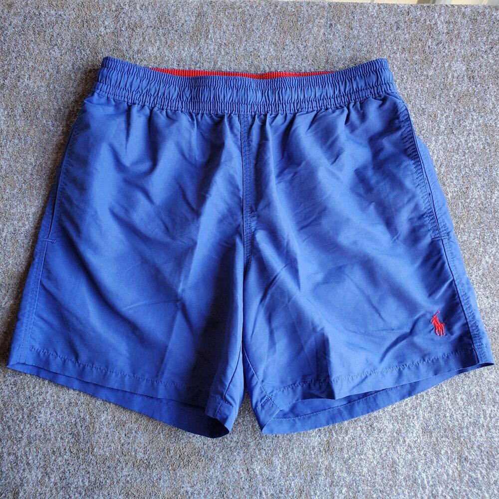 Polo Ralph Lauren Mens S Navy Blue Swim Trunks Red Pony Nylon Board Shorts Lined